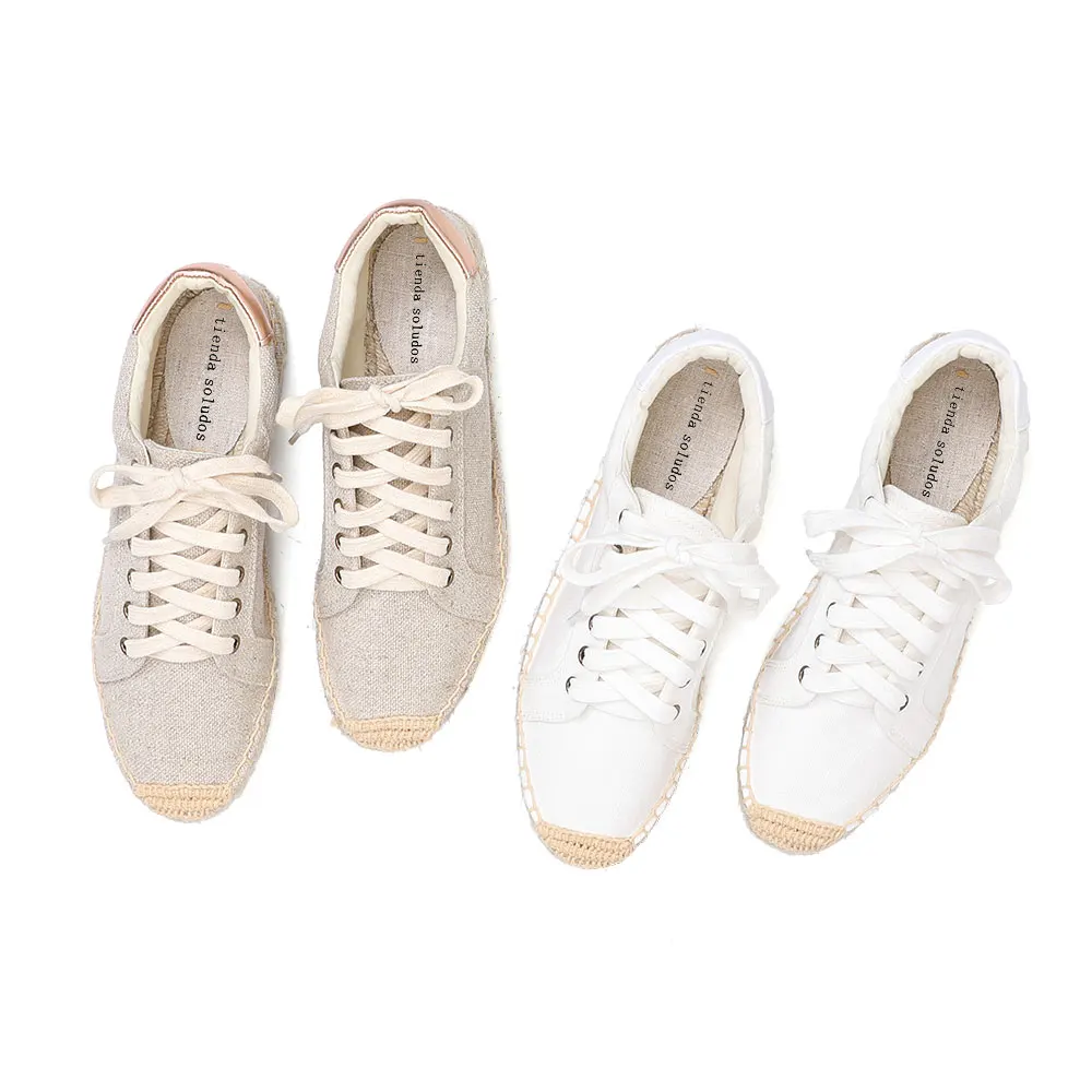 2021 Round Toe Limited Special Offer Flat Platform Hemp Rubber Lace-up Casual Zapatillas Mujer Sapatos Womens Espadrilles Shoes