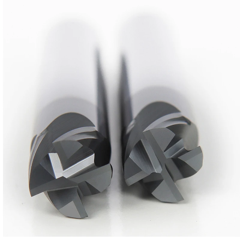 Fresa corta de acero de tungsteno HRC65, 4 flautas, CNC, revestimiento, DLC, longitud de corte, mecanizado de desbaste para herramientas de corte HSS