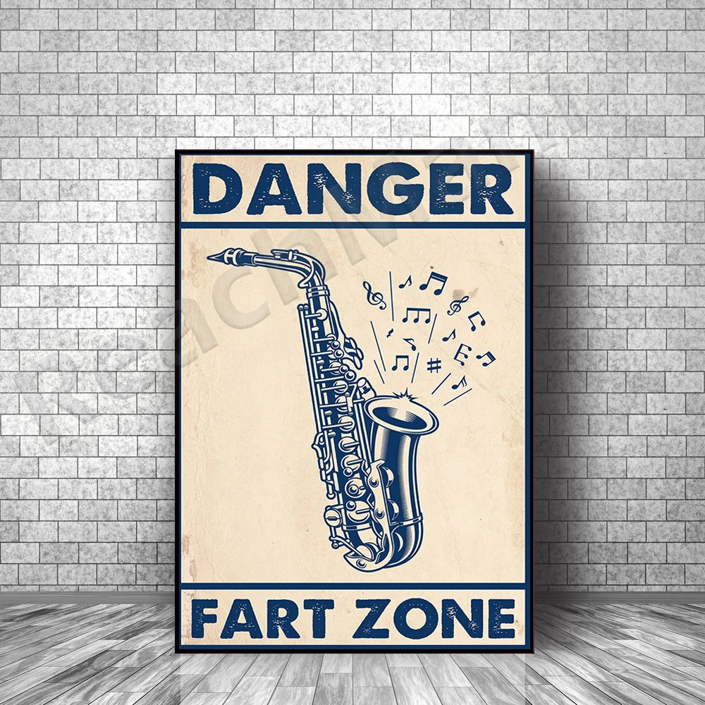 

Saxophone Saxophonist Poster Danger Fart Zone Funny Poster Toilet Toilettes Toilettes Home Living Decor Poster