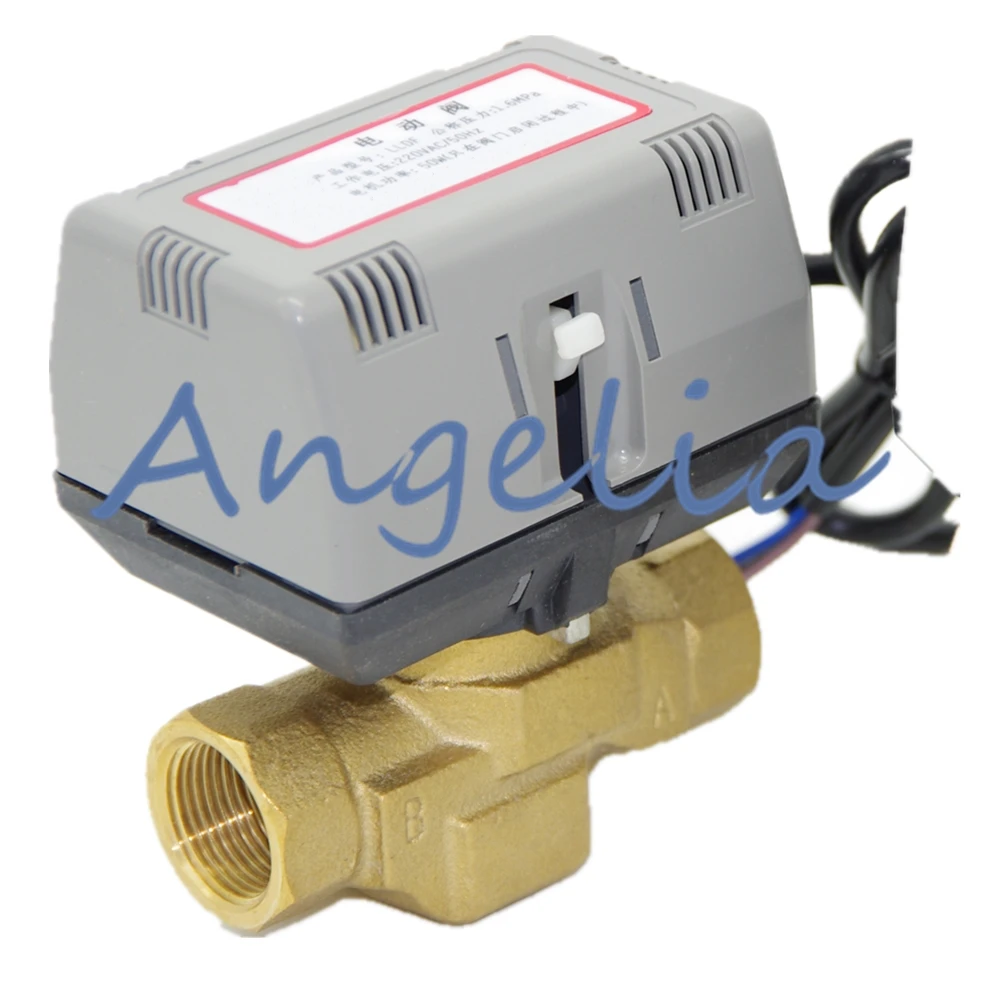 

AC220V 1/2" BSP DN15 Brass 2 Way Motorized Valve Electrical Actuator Valve For HVAC water system 3 Lines 2 Control