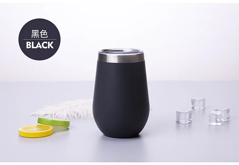 Paquete De 12 Vasos De Vino De Acero Inoxidable Sin Tallo Con Tapa Y Pajita 12 Onzas Doble Pared Aislada Al Vacio Para Vino Champan Cocteles