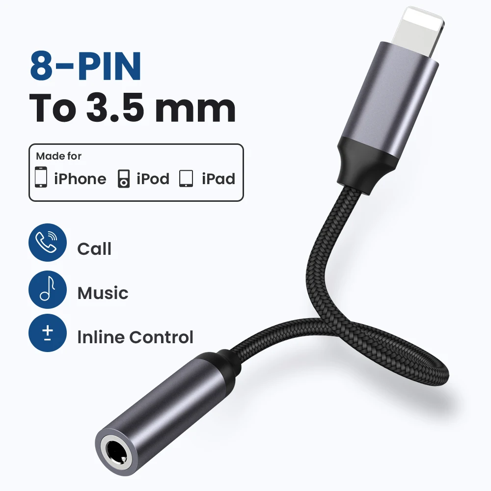 3.5mm Jack AUX Cable Lighting Interface To AUX Headphone Adapter Audio Kable Connector Splitter For iPhone 14/13/12/11