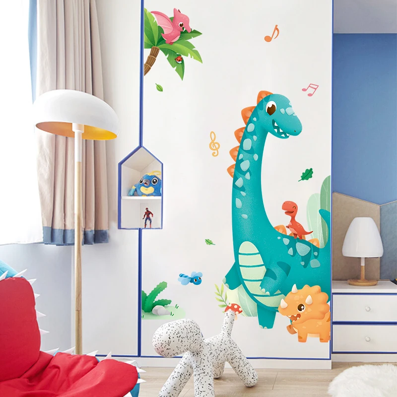 Cartoon Large Dinosaur Vinyl Wall Stickers for Kids Room Decor Removable Wall Decals Children room Nursery Animals Wallpapers