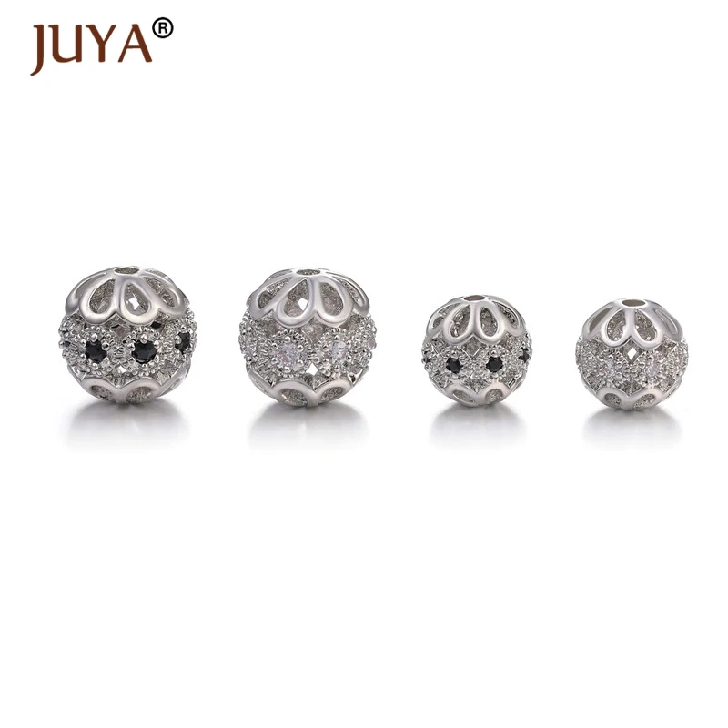 Jewelry Making Spacer Beads Accessories Luxury AAA Zircon Crystal Flower Cap Beads For Bracelet Necklace DIY Craft