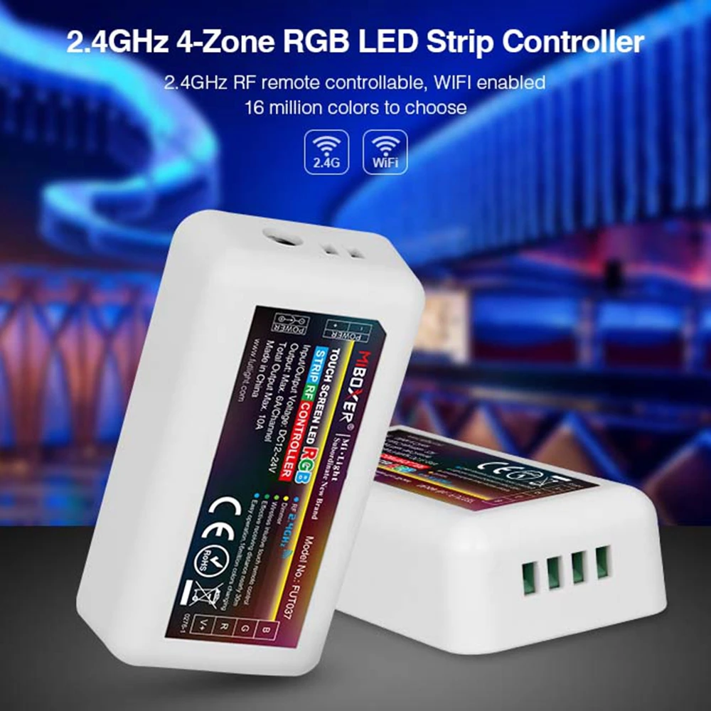 MiBoxer WIFI WL-Box1 Milight RF Touch Remote RGB LED Controller 2.4G Wireless 4-Zone RGB Box Control 2835 5050 RGB Led Strip