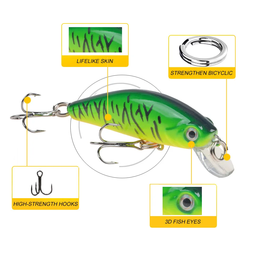 Señuelo minnow de hundimiento con anzuelo triple para lucio - imagen 3