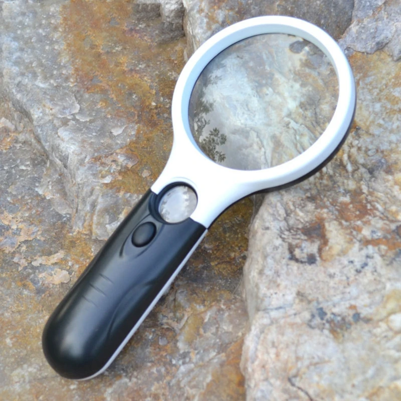 E5BE Magnifying Glass with Light 3x 45x Illuminated LED Magnifier Handheld Lighted Magnifying Glasses Seniors & Low-vision