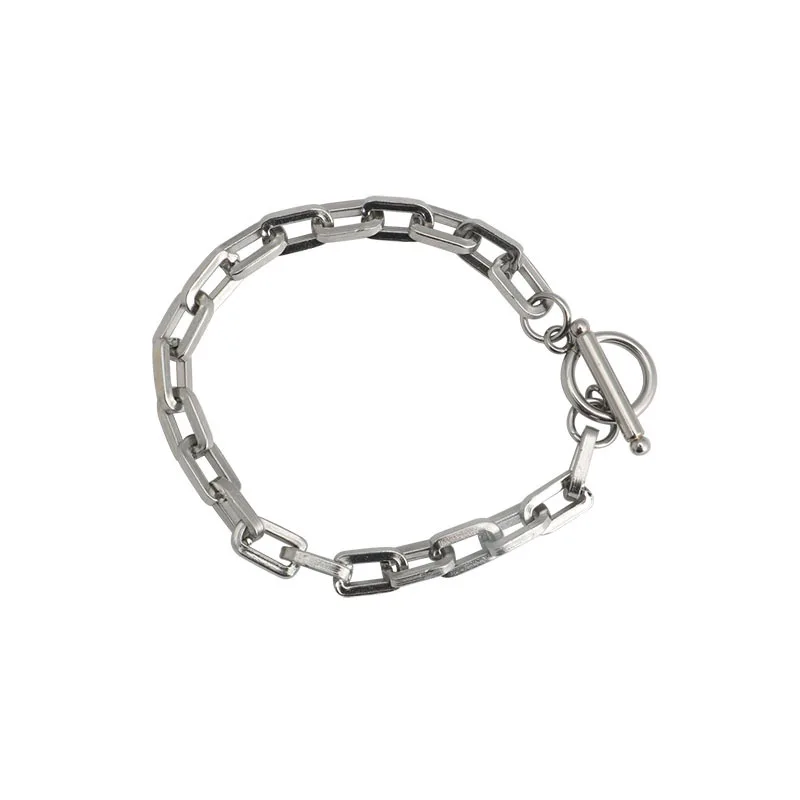 Fashion Long Flat Thick Mouth O-shaped Stainless Steel Bracelet Hip-hop Trend Stainless Steel Bracelet Hot Sale