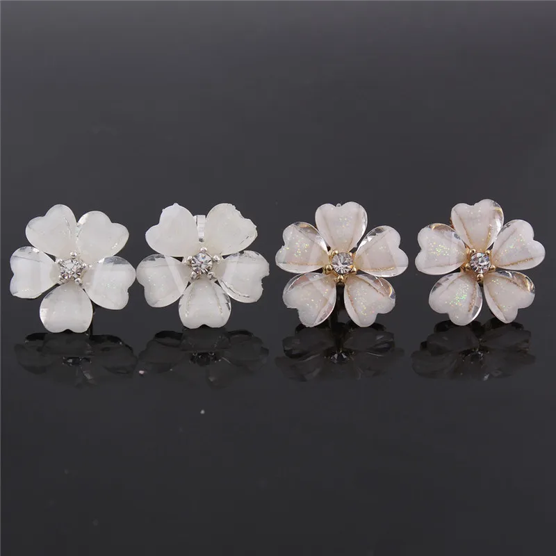 WENHQ Korean Flower Shape Clip on Earrings Without Pierced for Women Fashion Gold Color Silver Plated Ear Clip Cuff Earrings