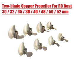 1PC 30/32/35/38/40/48/50/52mm BrassPropellers Two-blade Copper Propeller  3.18/4/4.76mm Hole Pitch for RC Jet Boats