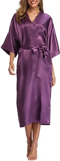 2021 New Satin Chiffon Robes Bridesmaid Robes Bride Robe Women Wedding Long Robe Bathrobe White Robe Satin Robe