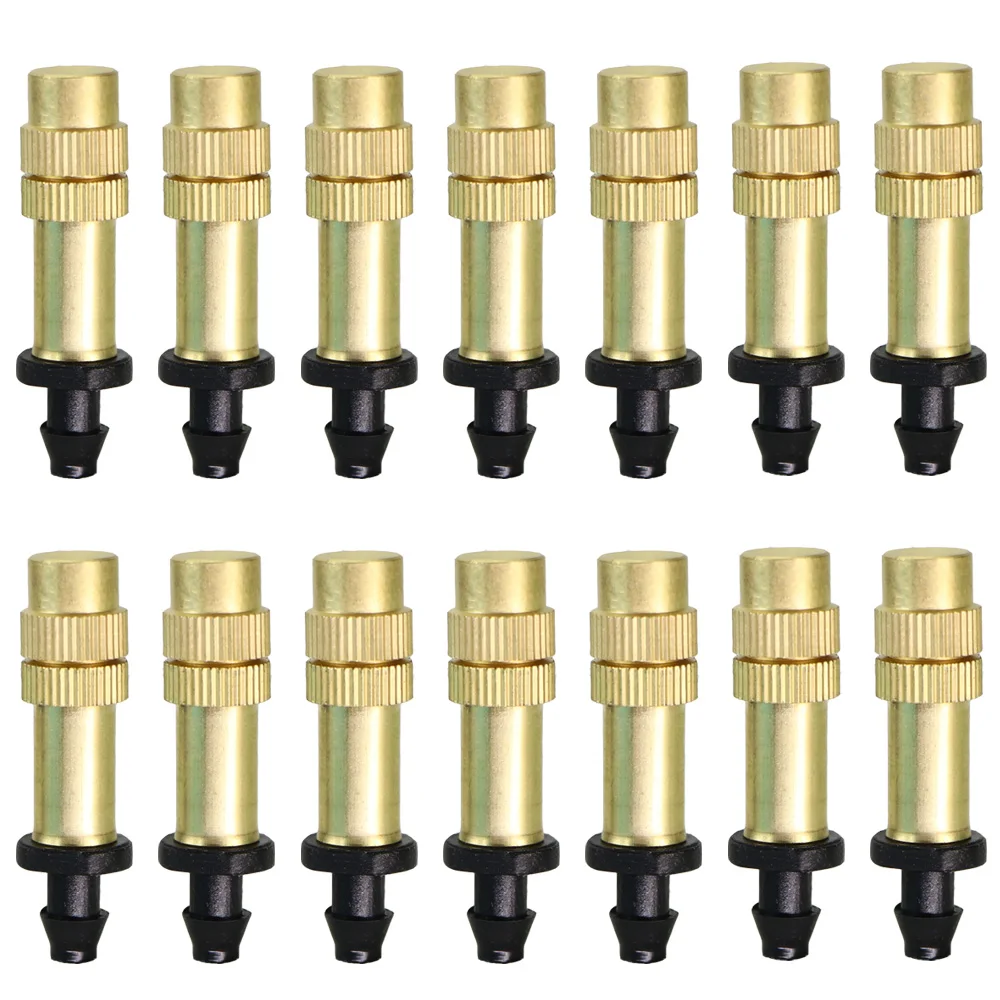 30-300PCS 1/4'' Garden Brass Misting Watering Nozzle Single Barb Connector 4/7mm Adjustable Copper Cooling Spray Atomizer