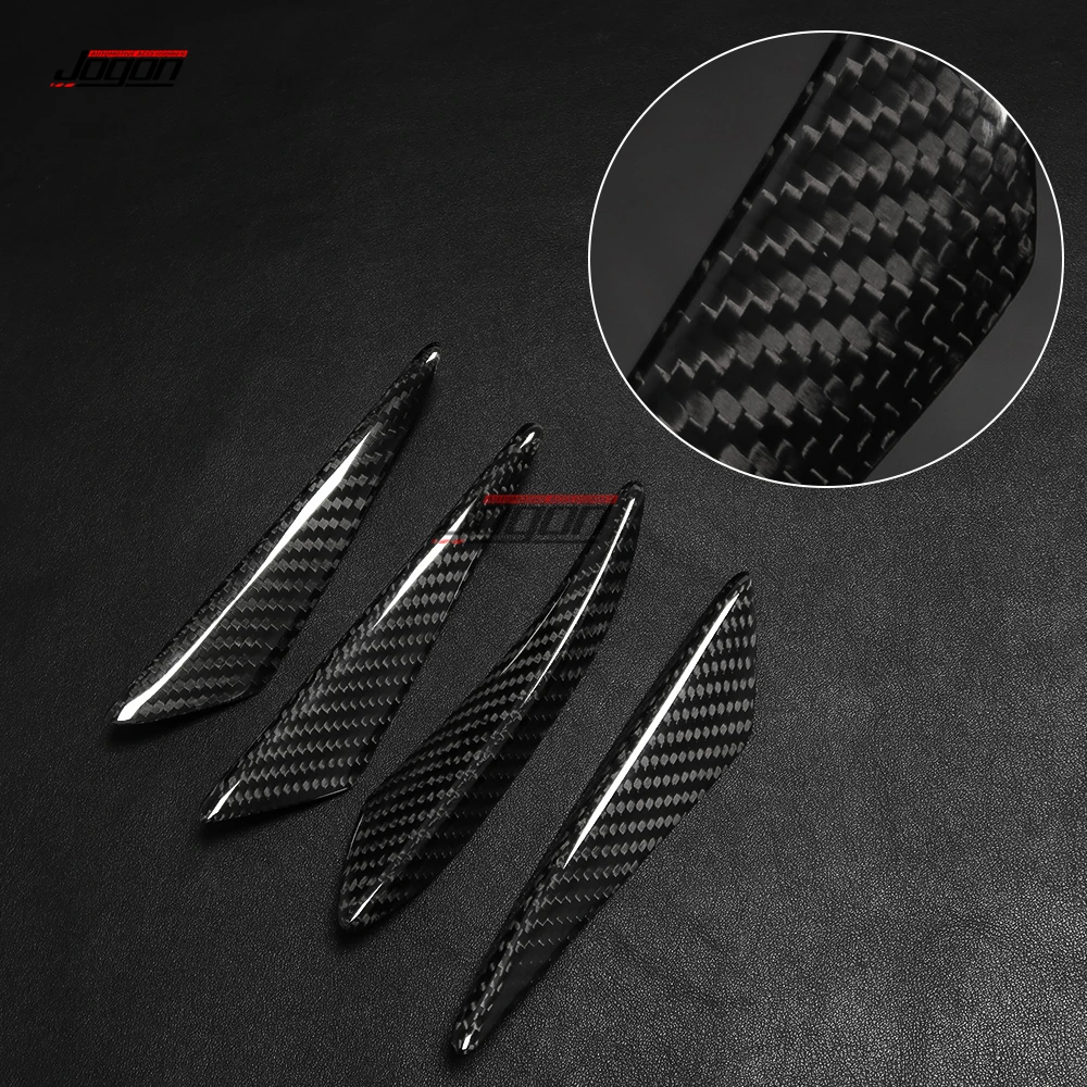 4Pcs Carbon Fiber Front Bumper Lip Splitter Fins Body Spoiler Canards Refit Trim For Peugeot 208 A9 2012-2019 P21 2019-2022