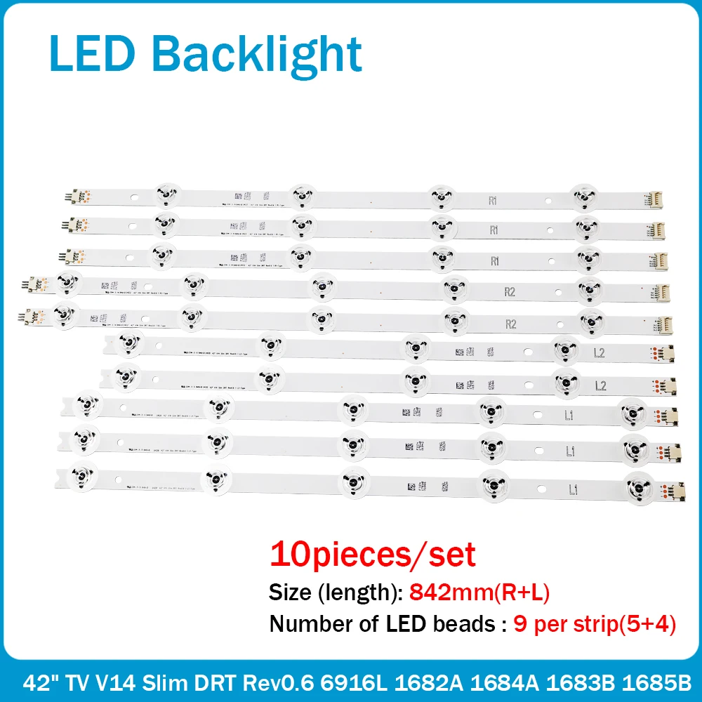 

LED Backlight Strip For LG 42" TV V14 Slim DRT Rev0.6 6916L 1682A 1684A 1683B 1685B LC420DUH PG F1 42LY970H 42LB700V 42LB671V