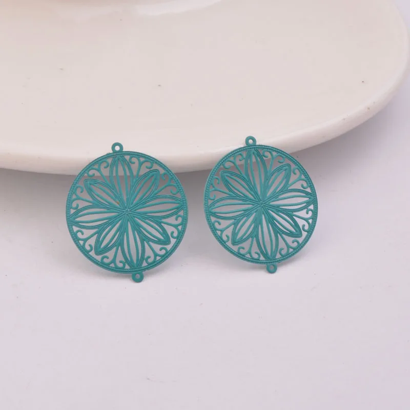 50 Stück AC9198 20*23mm Runder Blumen-Charm-Verbinder aus Metall-Messing für Schmuck, Ohrringe und Armbänder – Detail 9