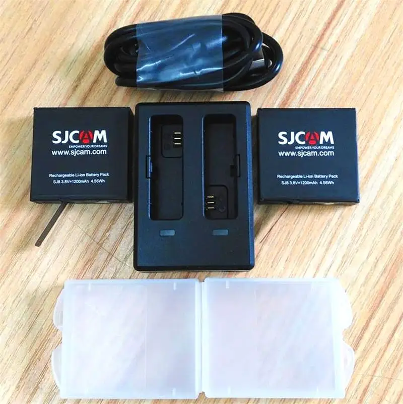 Nowa Oryginalna Ładowarka do Baterii SJCAM SJ8 Series 1200mAh, Podwójne Etui Ładujące, Zasilacz do Kamer Sportowych SJ8 Pro/Plus/Air, Akcesoria