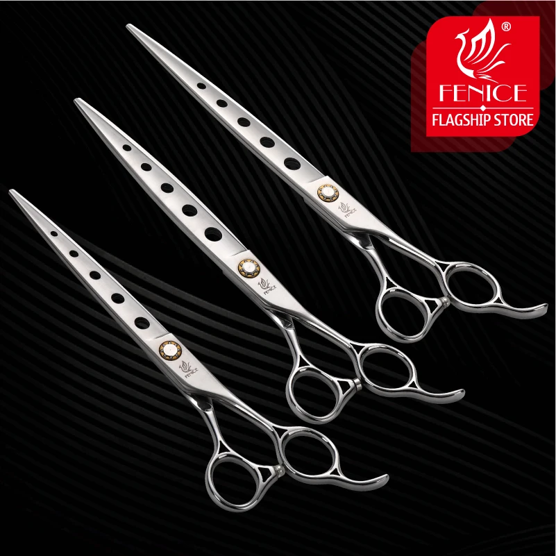 Fenice 7/7.5/8 Inch Jp440c Pet Dogs Gromming Scissors Straight Shears Sharp Edge Animals Cat Hair Cutting Barber Tools