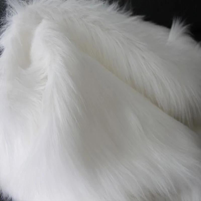 Pure White Rabbit Soft Plush Faux Fur Fabric, Sewing Material, DIY Home Decoration, Chair Blanket, Good, 9cm, 150x50cm, 1Pc