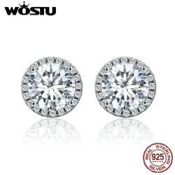 WOSTU 925 Sterling Silver 4 Carat Round Cut CZ Stud Earrings for Women Halo Bridal Bridesmaid Wedding Jewelry Gift CQE358