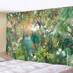 Tropical jungle animal wall hanging tapestry aesthetics home decor tapestry beach towel yoga mat blanket tablecloth tapestry