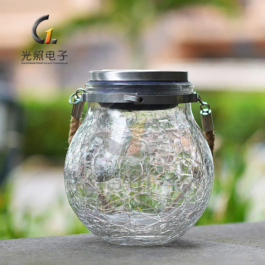 Outdoor solar hanging lamp crack bottle table lamp garden hanging lamp hemp rope hanging lamp garden lamp