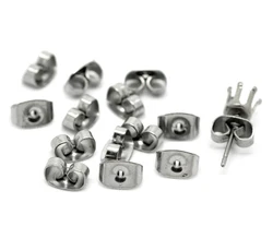 Boucles d'Oreilles en Acier Inoxydable 100, Papillon, Argent, 304 Pièces, 6mm x 4mm