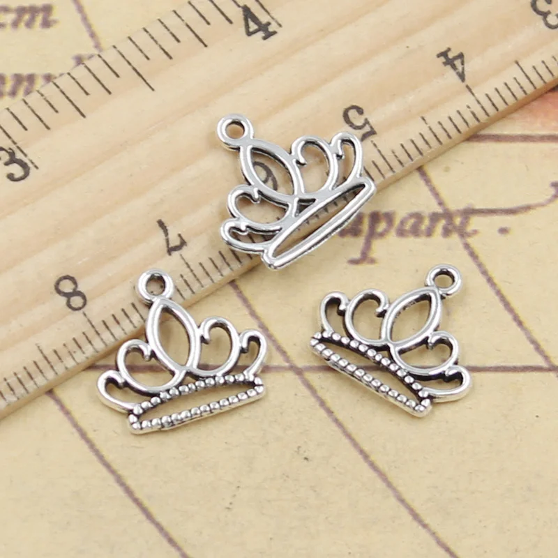 50pcs Charms Lotus Crown 15x15mm Tibetan Silver Color Pendants Antique Jewelry Making DIY Handmade Craft