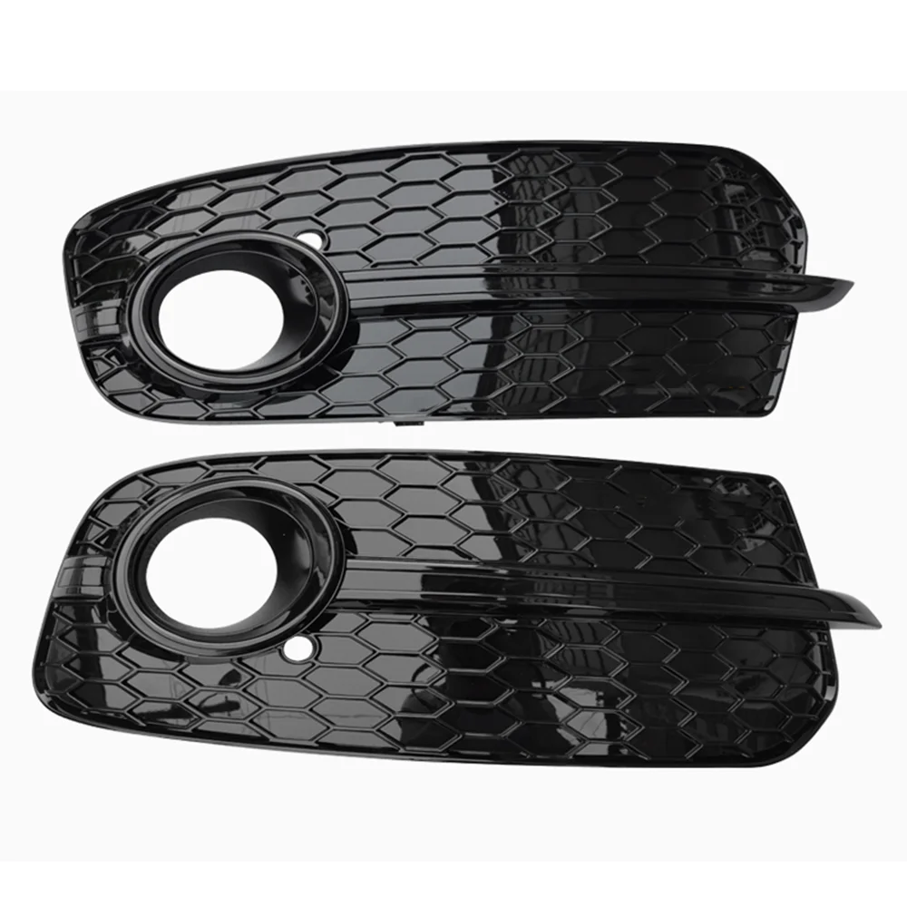 Pair Front Fog Light Cover Grille Honeycomb Grill Glossy Black For Audi Q5 2013 2014 2015 2016 Car Accessories Replacement