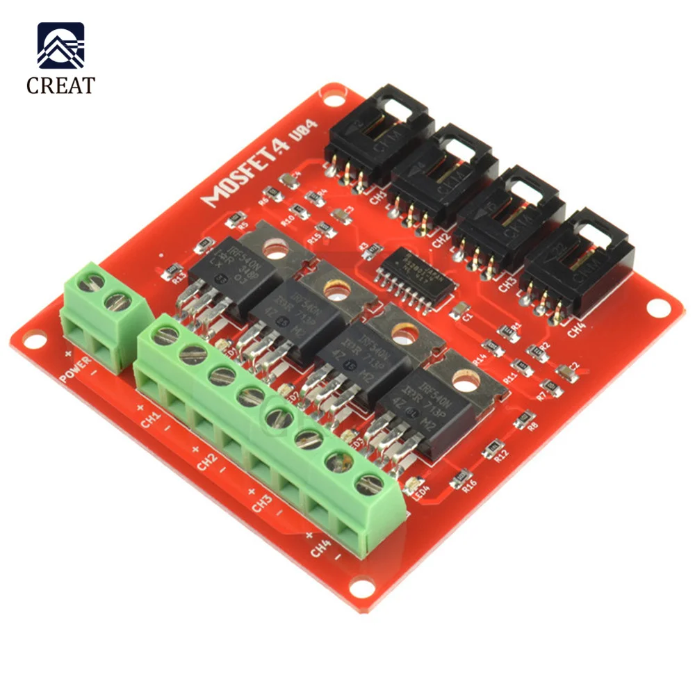 Four Channel 4 Channel Way Route MOSFET Button IRF540 V4.0 MOSFET Switch Module for DC Motor Drive Dimmer Relay Board