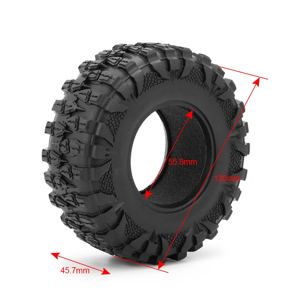 AXSPEED 2.2 inch 120*45mm Dragon Claw Rubber Tires Wheel Tyres for Axial SCX10 Wraith TRX-4 1/10 RC Crawler Car Truck Parts