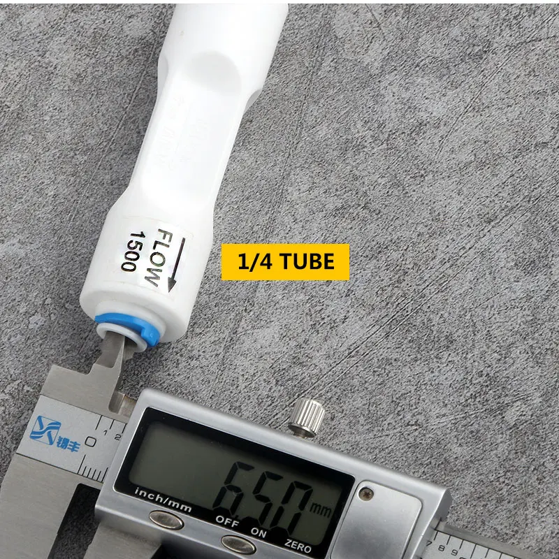 1/4" Tube Straight-through Type 1500CC Waste Water Flow Regulater Restrictor Hose Reverse Osmosis Quick Connector Pipe Fittiing