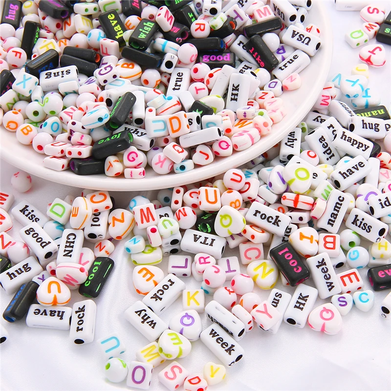 50-100Pcs Mix Size Plastic Acrylic Alphabet Letter Beads for Jewelry Making DIY Handmade Bracelet Necklace Craft Accessories