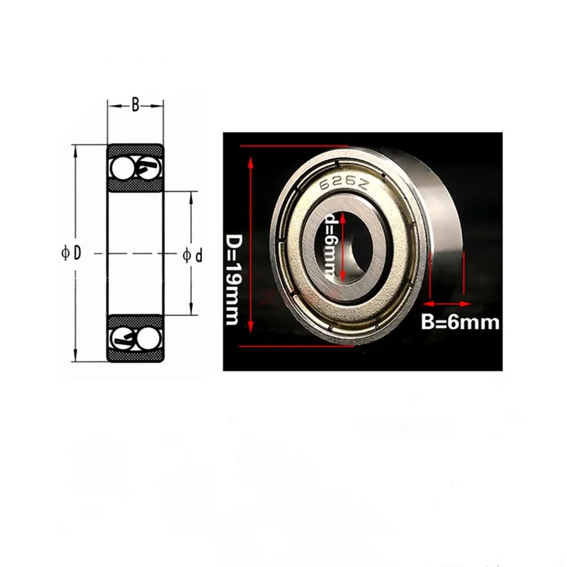 500pcs 626ZZ 6x19x6 mm R-1960ZZ deep groove ball bearing 626 626Z 626-2Z miniature steel ball bearings