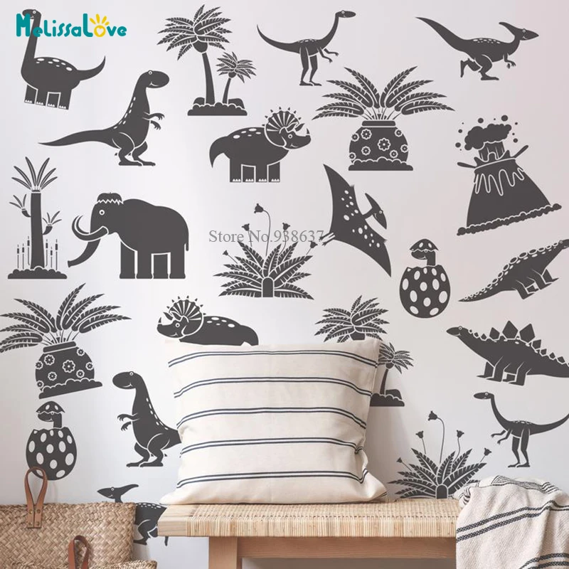 30 pcs/set Large Collection of Dinosaur Wall Decal Jurassic Park Bedroom Playroom Decor Removable Wall Art Sticker BB717