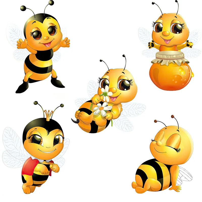 CX14 Cute Little Bee Cartoon Insect Sticker Children's Bedroom Decoration Sticker Toilet Refrigerator Car Sticker