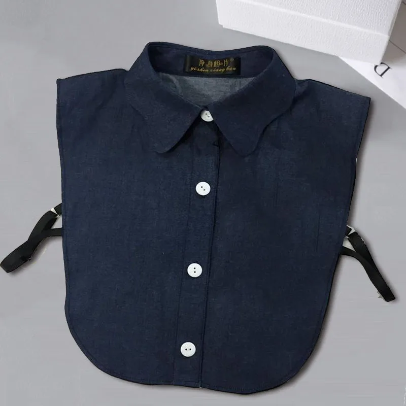 S-XXL Denim Womens Fake Collar Shirt Cotton Detachable Collars For Women Woman Detachable False Collar Faux Col Half Shirt