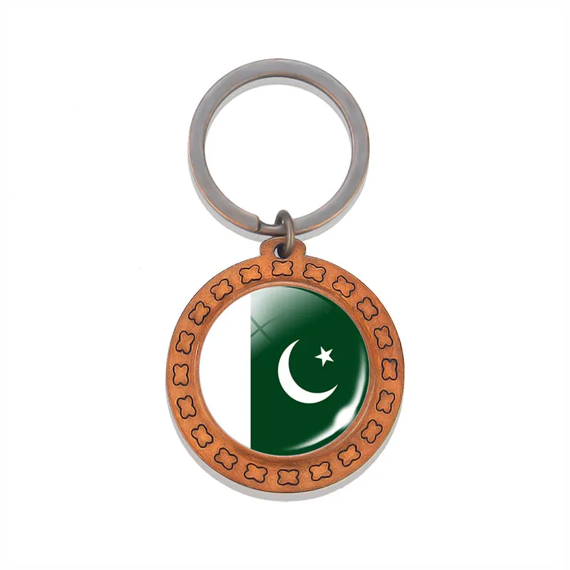 Pakistan Flag Keychain Pakistani Flag Crystal Ball Glass Cabochon Key Chain National Flag Car Key Chain Rings Christmas Gift