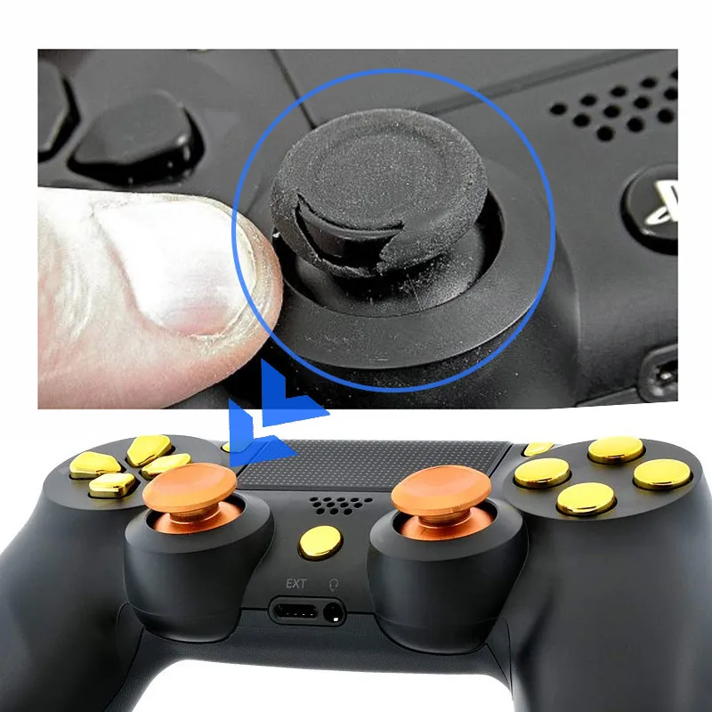 Data Frog Replacement Metal Analog Joystick Thumb Stick Grip Cap Buttons For PS4 Slim/Pro/Xbox One Slim Controller