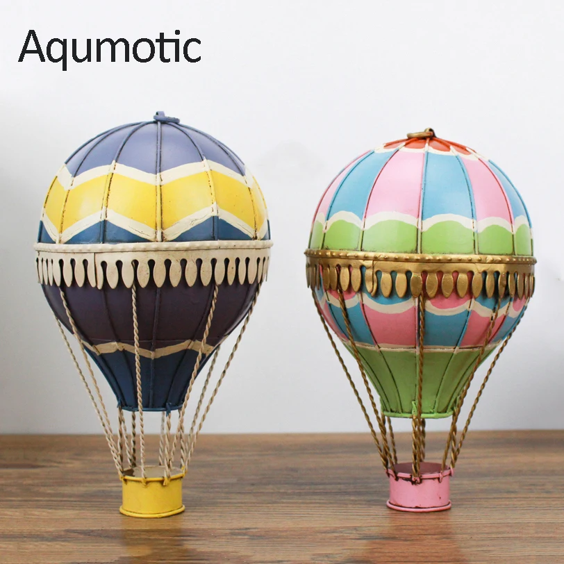 Aqumotic Hot Air Balloon Decoration Hanging Iron 1pc Metal Artwork Travel Charm Romantic Kids Favor Cartoon Balloons Stand