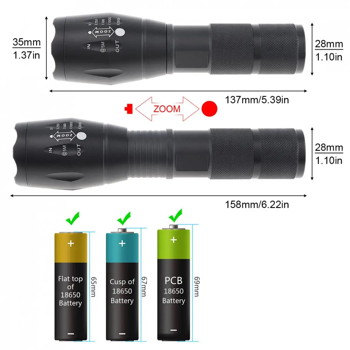 Linterna de caza IR con enfoque con zoom, LED de 850nm, radiación infrarroja, antorcha de visión nocturna IR, utiliza batería 18650/AAA