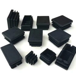 Retângulo preto plástico Blanking End Cap, Tubo de inserção Plug, Bung Chair Tabela Pés Cap, 10x10 a 100x100mm, 10pcs