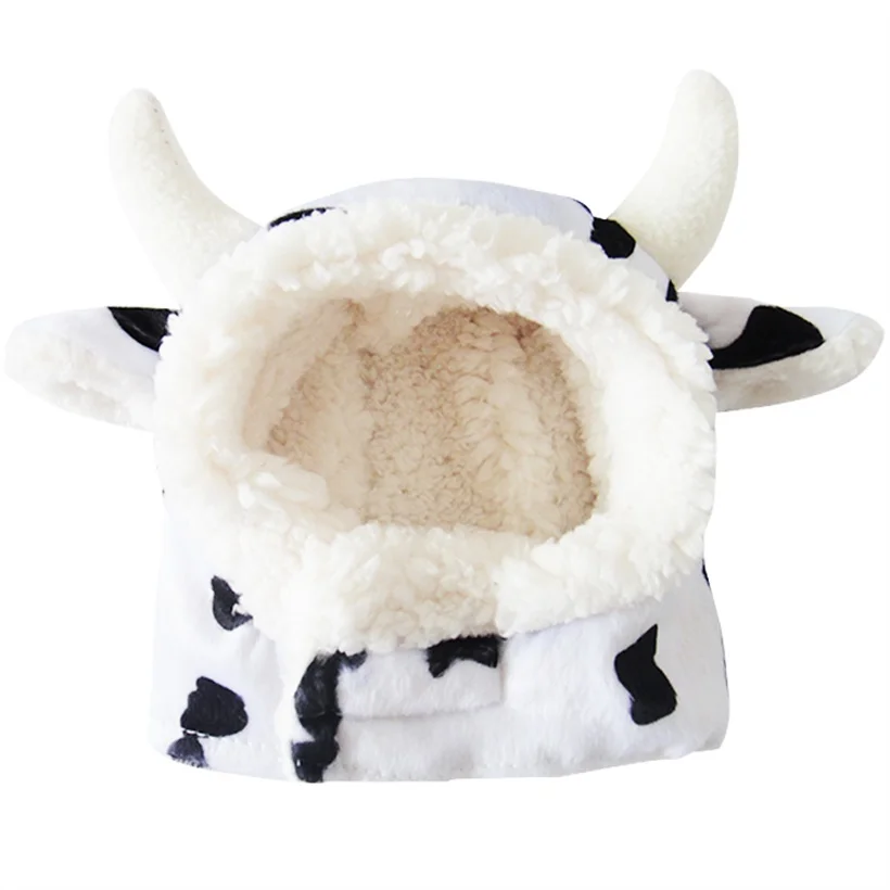 Winter Warm Pet Dog Cow Pattern Hat Dogs For Small Medium Dog Cotton Windproof Accessories Chihuahua