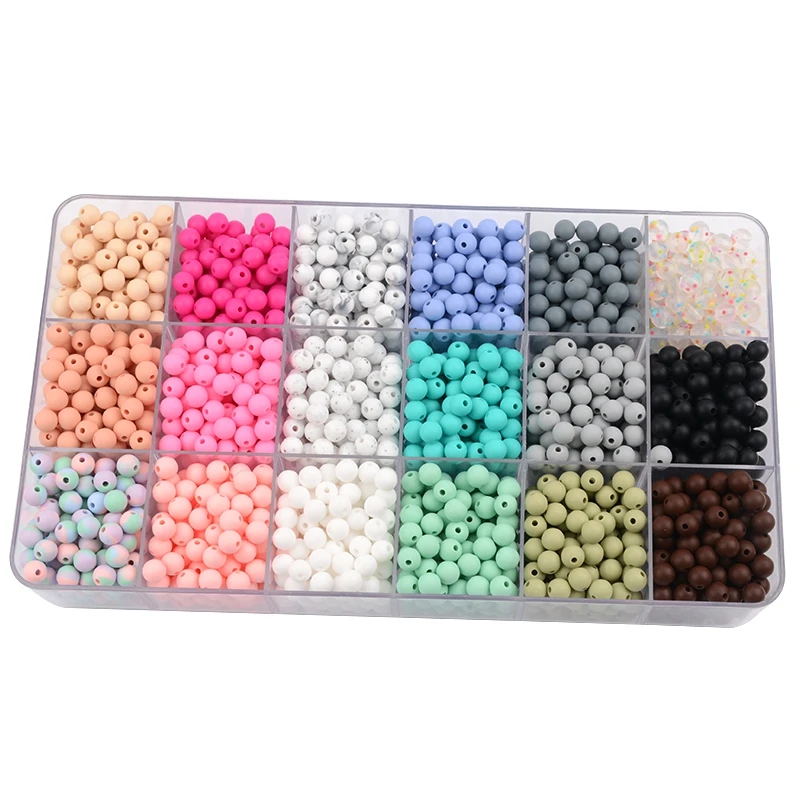 LOFCA 9mm 50pcs Silicone Beads Pearl Silicone Food Grade Teething Beads DIY BPA Free Jewelry Baby Teether Toy Pacifier Chain