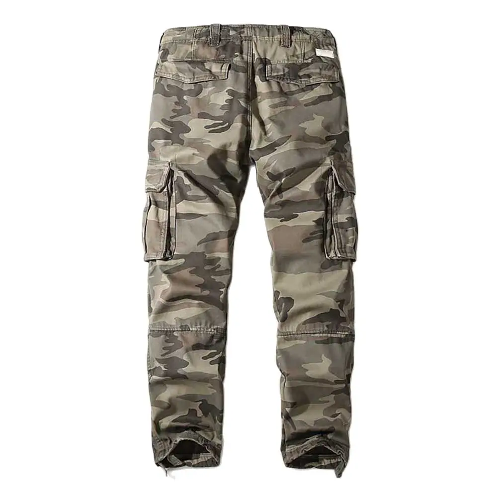 Calças de carga quente militar dos homens casuais camoouflage solto folgado densidade calças exército tático pesado corredores streetwear roupas