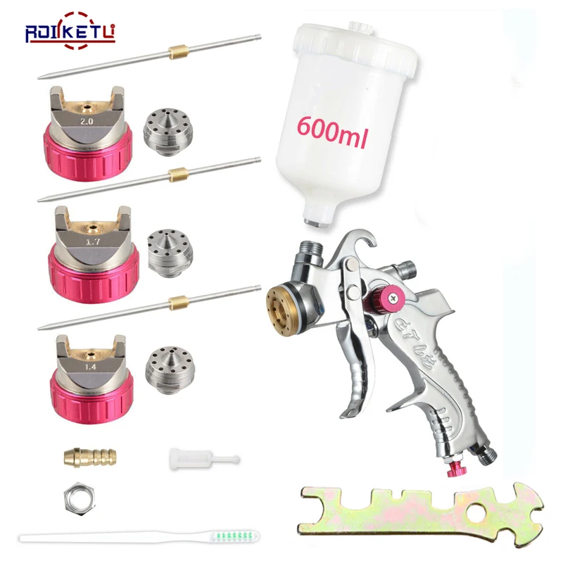 

1.4/1.7/2.0mm Nozzle Gravity Pneumatic Air Paint Spay Gun G2008 Professional HVLP 600ML For Car Auto Repair Tool Painting Kit