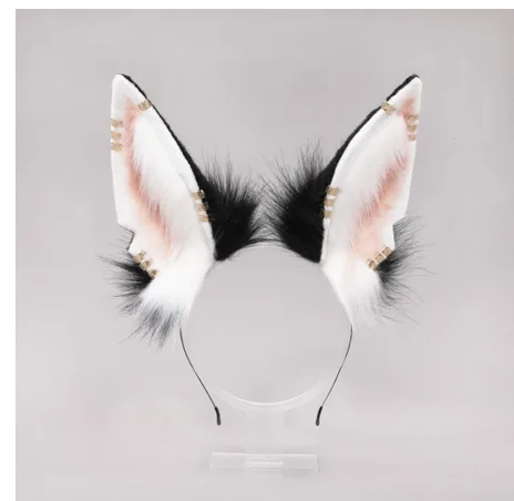 

6 styles Plush Ears Anubis Wolf Cat Dog Ears Black White Hair Hoop for Cosplay Costume Accessories Handmade Furry Headband Beast