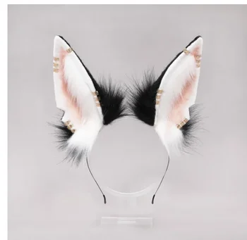 6 styles d'oreilles en peluche Anubis (loup, chat, chien), serre-tête noir et blanc pour cosplay, accessoires de costume, bandeau en fourrure fait main, style animal. 8 best sales Oreilles de chat blanches - №5