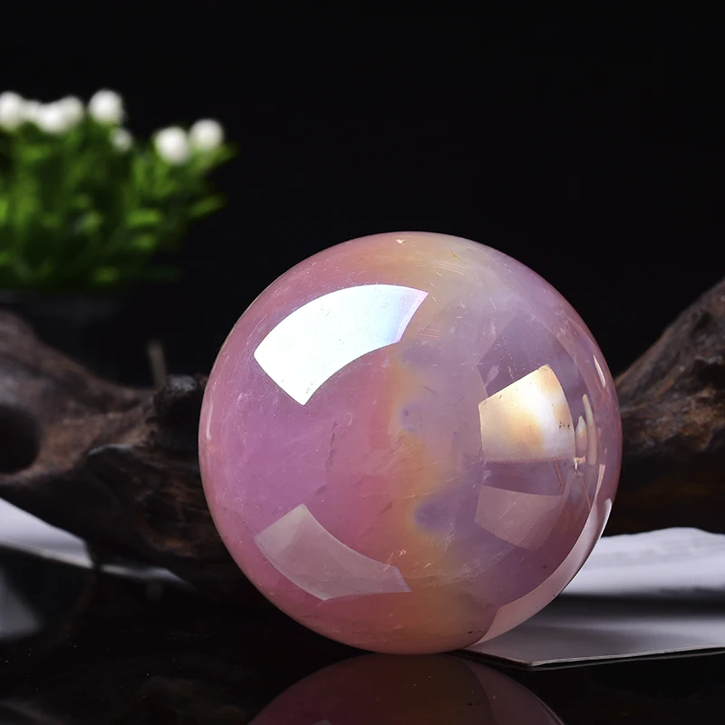 30-80mm Natural Crystal Electroplating Ball Gemstones Use Home Decor Raw Healing stone Minerales Wicca Smooth Artwork Gifts 1PC