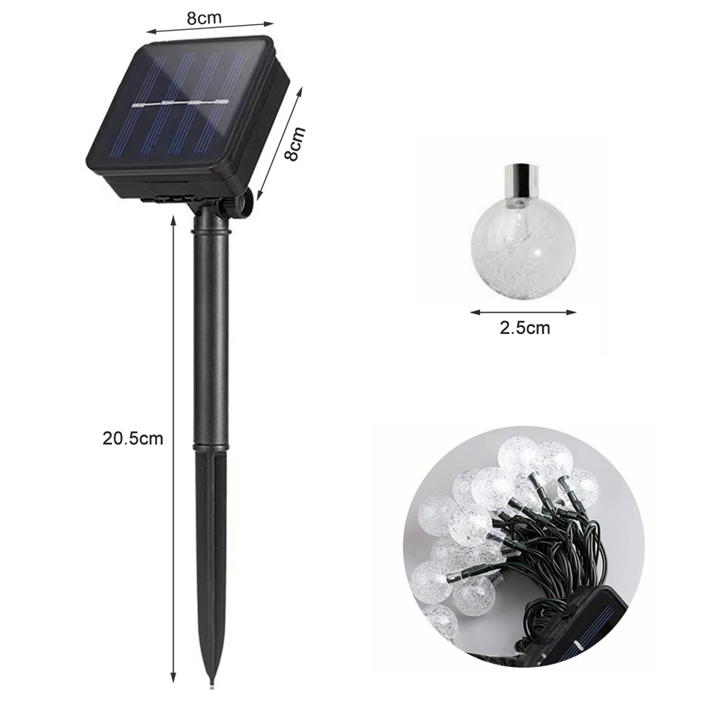 Solar LED String Globe Bulb String 6.5m 30 LED Fairy Light String LEDs Ball Christmas Light Garland Wedding Garden Decoration