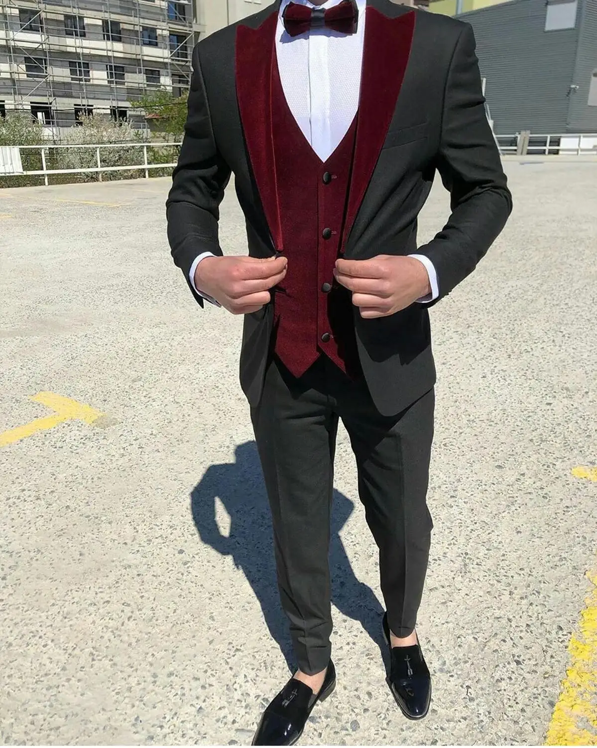 Trajes de boda para hombre, esmoquin de terciopelo a medida, traje de novio, ropa Formal de negocios para hombre, 3 uds.